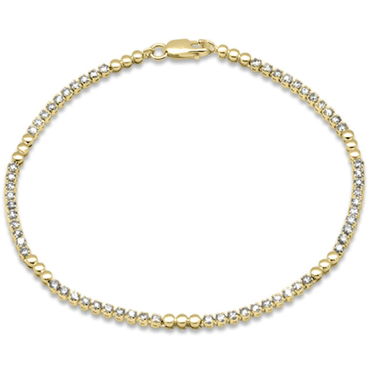 Muse Jewelry 1.50ct G SI 14K Yellow Gold Round Diamond Beaded Tennis Bracelet 7" Long