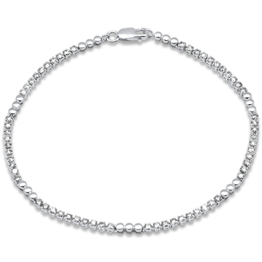 Muse Jewelry 1.50ct G SI 14K White Gold Round Diamond Beaded Tennis Bracelet 7" Long