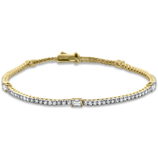 Muse Jewelry 2.49ct G SI 14K Yellow Gold Emerald Cut Diamond Tennis Bracelet 7" Long