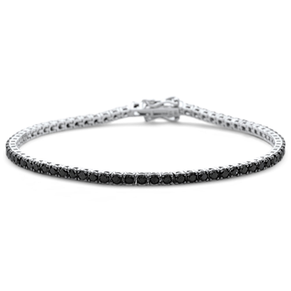 Muse Jewelry 3.17ct G SI 14K White Gold Diamond Black Diamond Tennis Bracelet 7" Long