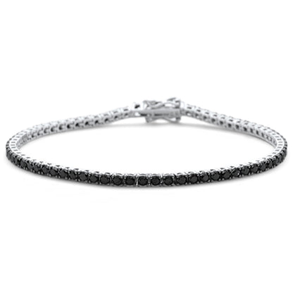 Muse Jewelry 3.17ct G SI 14K White Gold Diamond Black Diamond Tennis Bracelet 7" Long