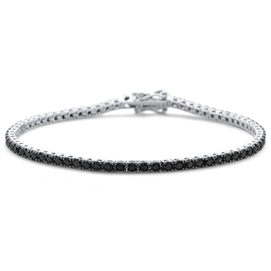 Muse Jewelry 3.17ct G SI 14K White Gold Diamond Black Diamond Tennis Bracelet 7" Long