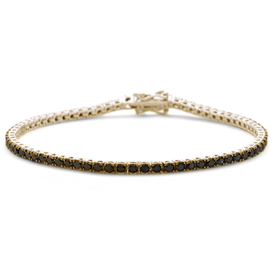 Muse Jewelry 3.15ct G SI 14K Yellow Gold Diamond Black Diamond Tennis Bracelet 7" Long