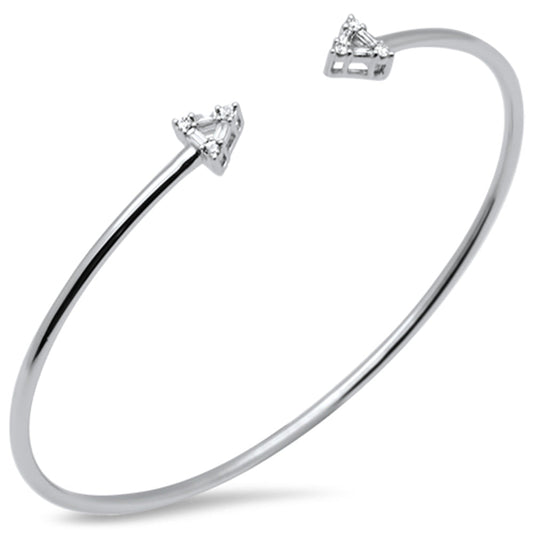 Muse Jewelry .20ct G SI 14K White Gold Diamond Flexible Arrows Open Bangle Bracelet