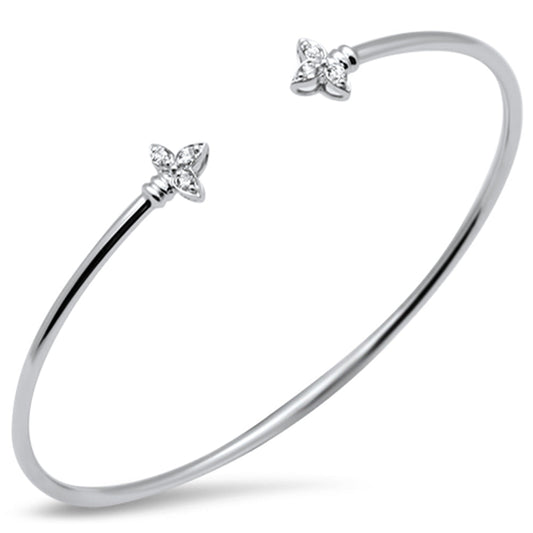 Muse Jewelry .15ct G SI 14K White Gold Diamond Flexible Open Bangle Bracelet