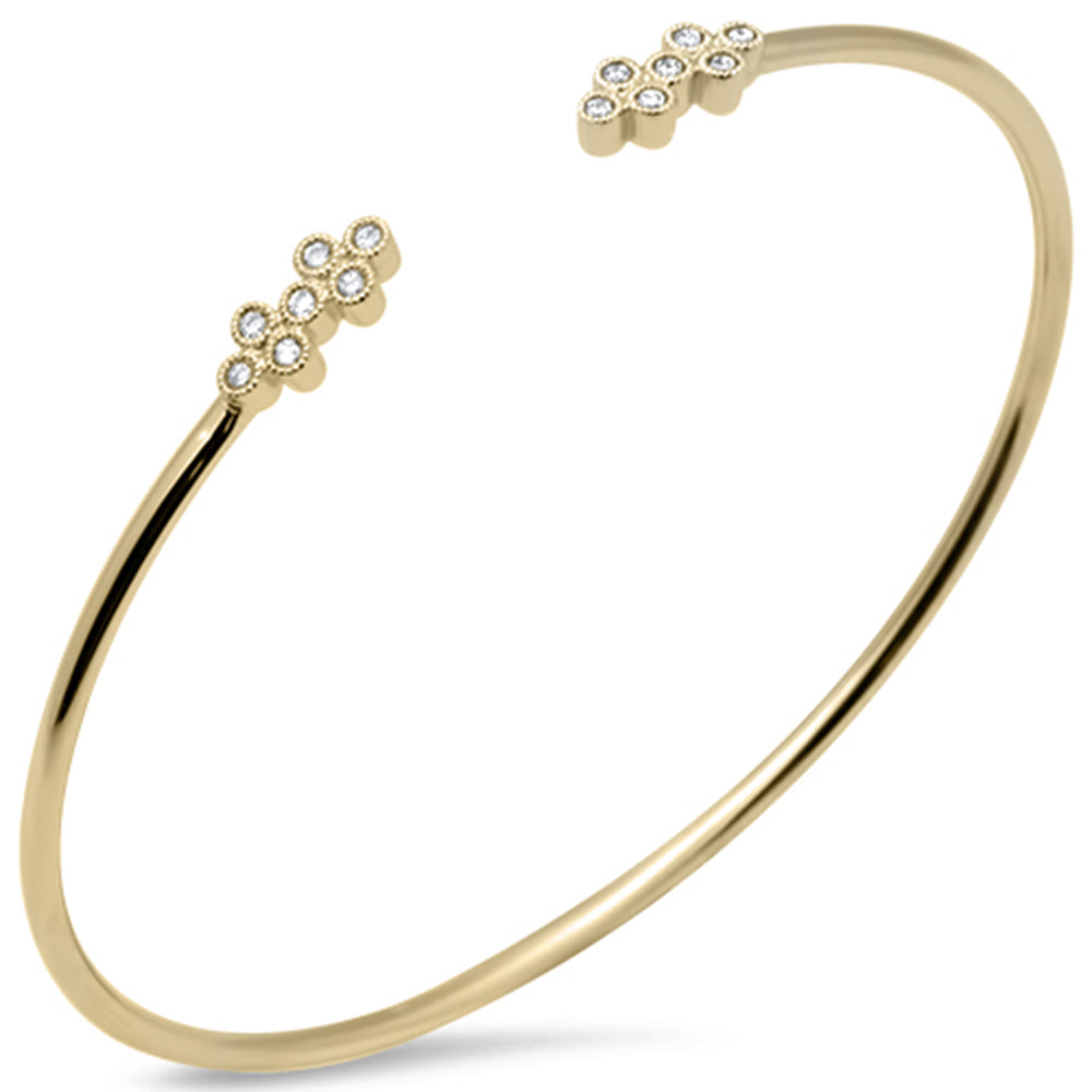 Muse Jewelry .20ct G SI 14K Yellow Gold Diamond Flexible Open Bangle Bracelet