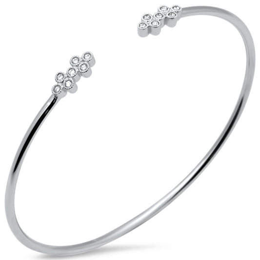 Muse Jewelry .20ct G SI 14K White Gold Diamond Flexible Open Bangle Bracelet