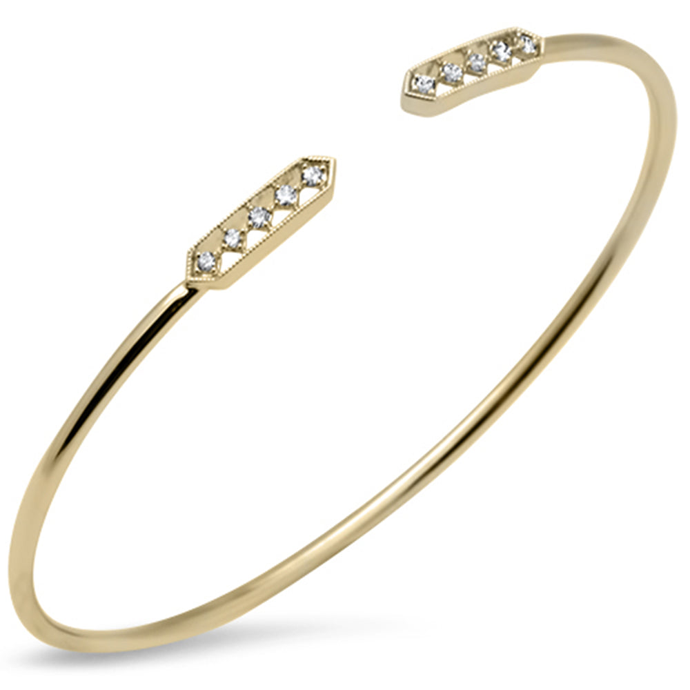 Muse Jewelry .15ct G SI 14K Yellow Gold Diamond Flexible Open Bangle Bracelet