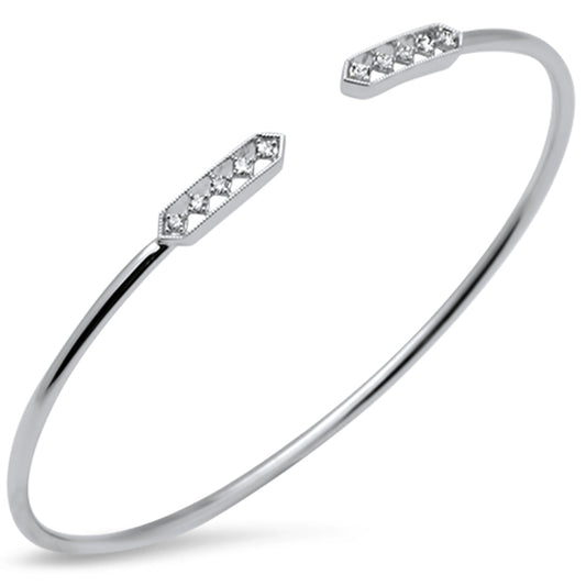 Muse Jewelry .17ct G SI 14K White Gold Diamond Flexible Open Bangle Bracelet