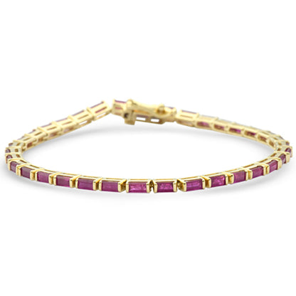 Muse Jewelry 6.09ct G SI 14K Yellow Gold Ruby Gemstones Bracelet 7" Long