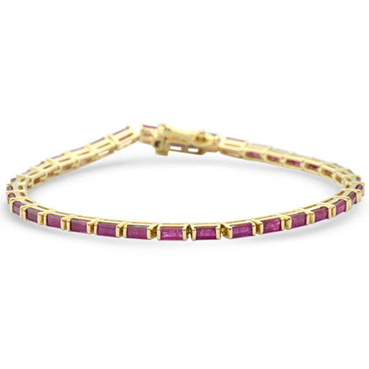 Muse Jewelry 6.09ct G SI 14K Yellow Gold Ruby Gemstones Bracelet 7" Long