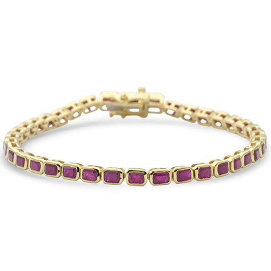 Muse Jewelry 8.20ct G SI 14K Yellow Gold Ruby Gemstones Bracelet 7" Long