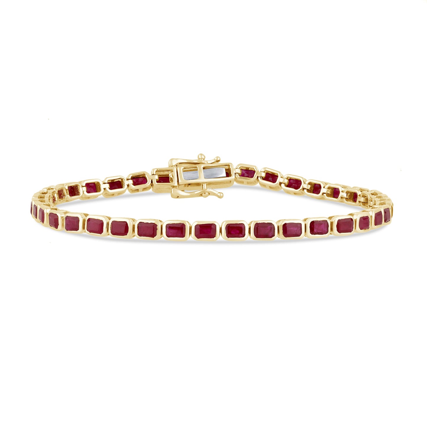 Muse Jewelry 8.20ct G SI 14K Yellow Gold Ruby Gemstones Bracelet 7" Long