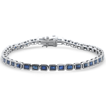 Muse Jewelry 6.84ct G SI 14K White Gold Blue Sapphire Gemstones Bracelet 7" Long