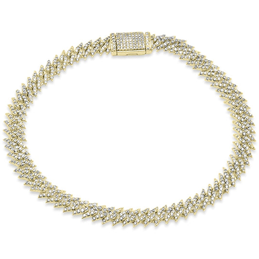 Muse Jewelry 2.66ct G SI 14K Yellow Gold Round Diamond 7MM Spike Cuban Bracelet 8" Long