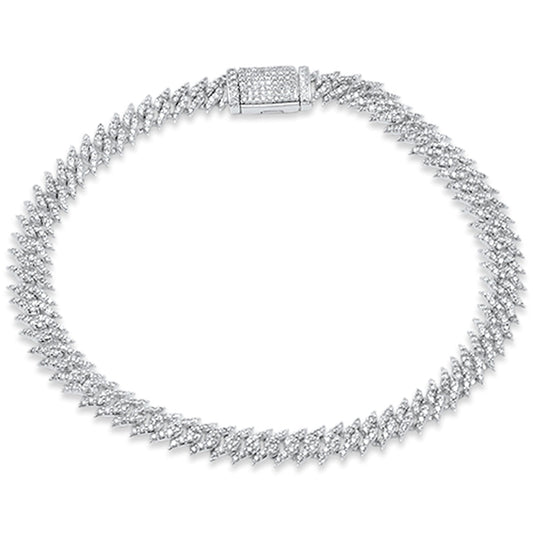 Muse Jewelry 2.37ct G SI 14K White Gold Round Diamond 7MM Spike Cuban Bracelet 8" Long