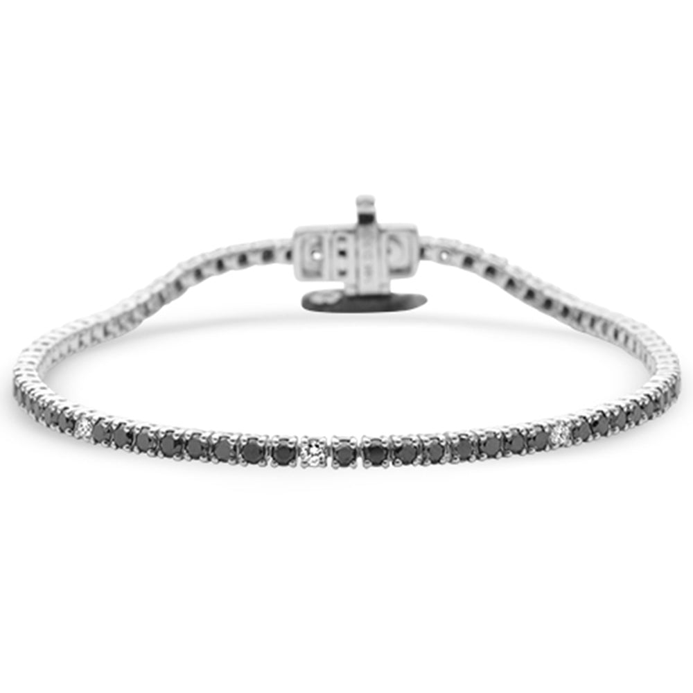 Muse Jewelry 3.08ct G SI 14K White Gold Black & White diamonds Tennis Bracelet 7" Long