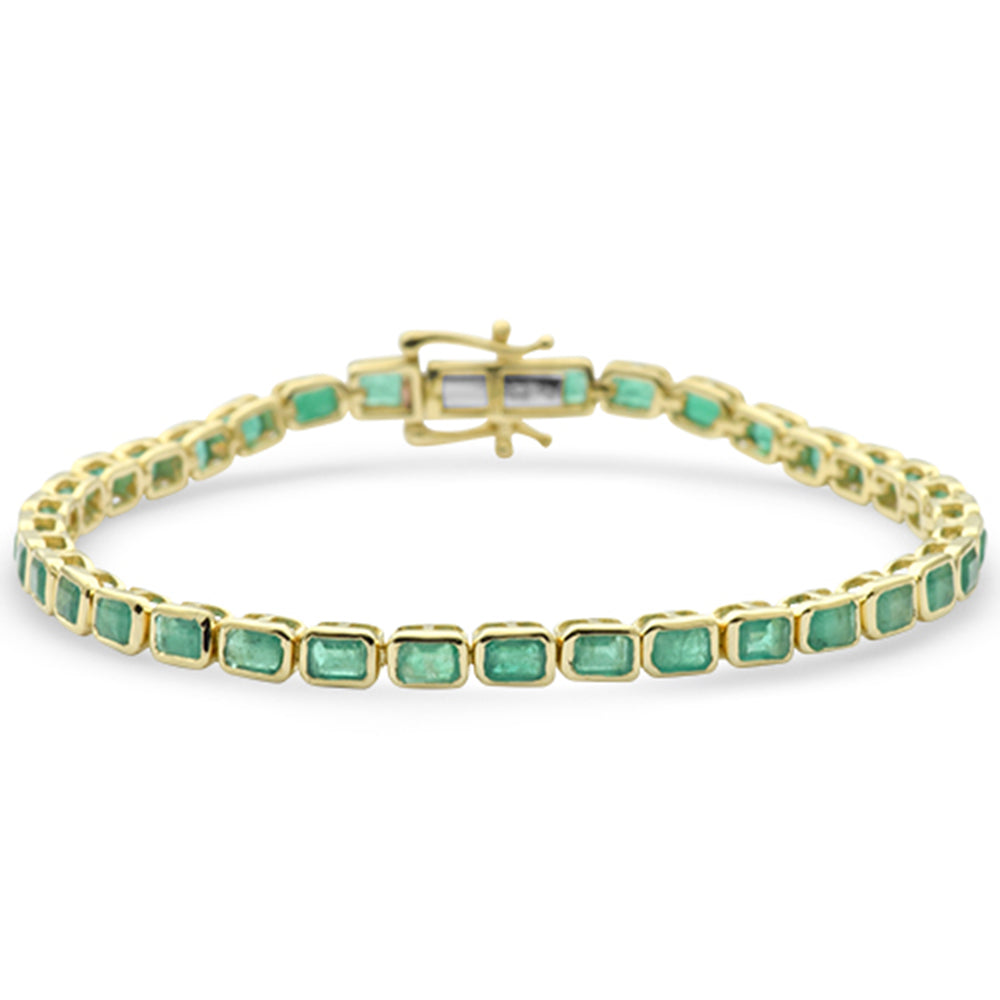 Muse Jewelry 5.12ct G SI 14K Yellow Gold Emerald Gemstones Bracelet 6.5" Long