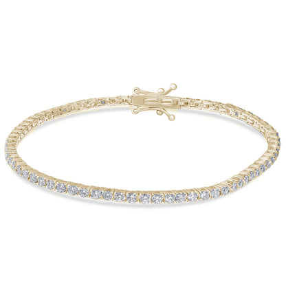 Muse Jewelry 2.97ct 14K Yellow Gold Diamond Tennis Bracelet 7" Long