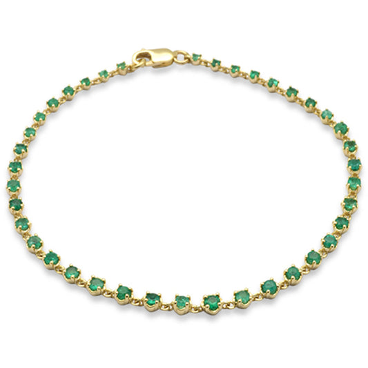 Muse Jewelry 1.50ct G SI 14K Yellow Gold Natural Emerald Gemstones Bracelet 7.5" Long