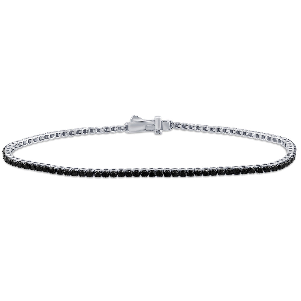 Muse Jewelry 1.83ct G SI 14K White Gold Black Diamonds Tennis Bracelet 7" long