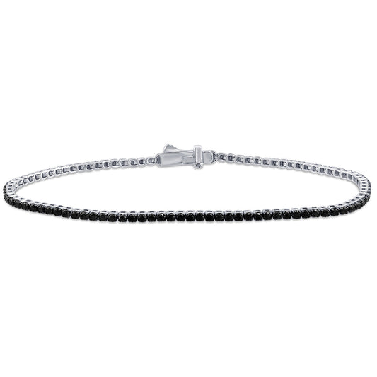 Muse Jewelry 1.83ct G SI 14K White Gold Black Diamonds Tennis Bracelet 7" long