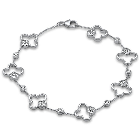 Muse Jewelry .44ct G SI 14K White Gold Diamond Clover Bracelet 7.5" Long