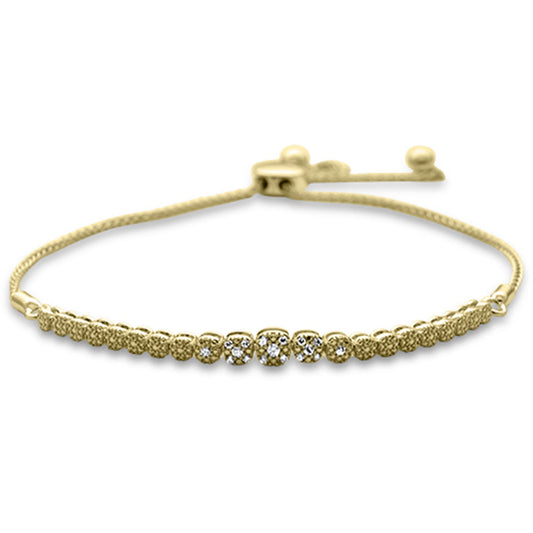 Muse Jewelry .09ct G SI 14K Yellow Gold Diamond Adjustable Bola Bracelet 7.25" Long Adjustable