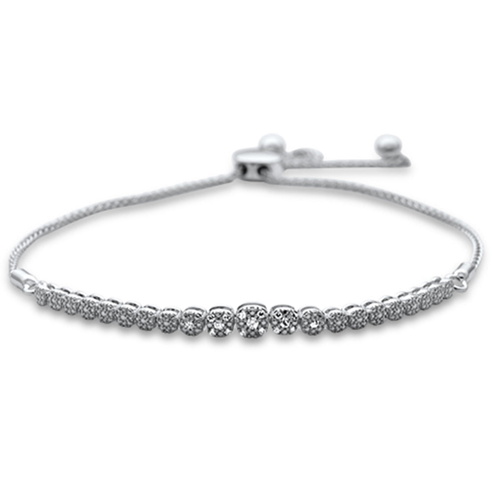 Muse Jewelry .09ct G SI 14K White Gold Diamond Adjustable Bola Bracelet 7.25" Long Adjustable