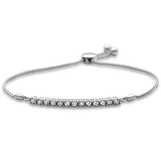 Muse Jewelry .39ct G SI 14K White Gold Diamond Adjustable Bola Bracelet 7" Long Adjustable