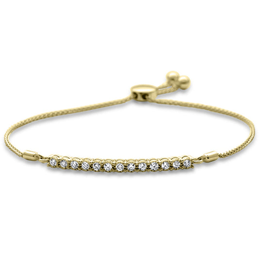 Muse Jewelry .39ct G SI 14K Yellow Gold Diamond Adjustable Bola Bracelet 7" Long Adjustable