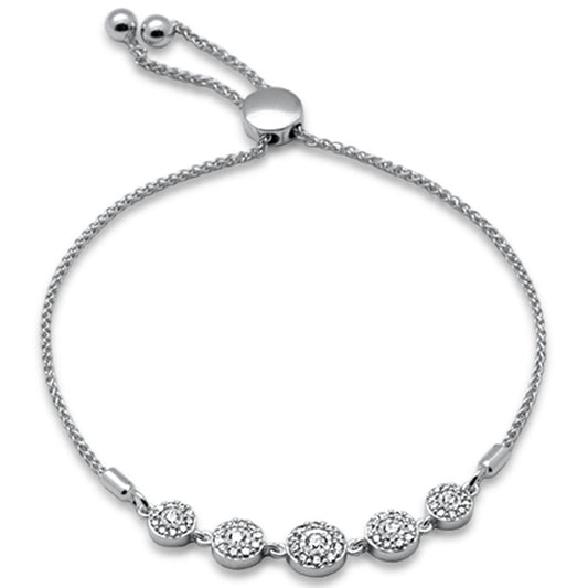 Muse Jewelry .49ct G SI 14K White Gold Diamond Adjustable Bola Bracelet 7.25" Long Adjustable