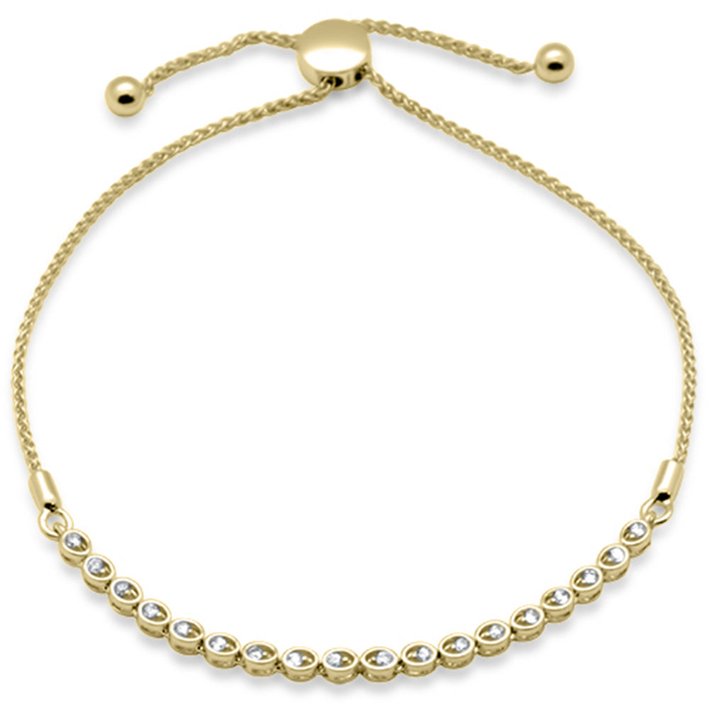 Muse Jewelry .25ct G SI 14K Yellow Gold Diamond Adjustable Bola Bracelet 7" Long Adjustable