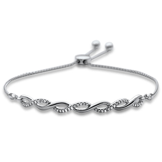 Muse Jewelry .24ct G SI 14K White Gold Diamond Adjustable Bola Bracelet 7.25" Long Adjustable