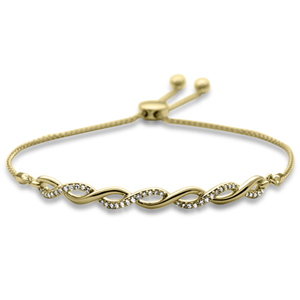 Muse Jewelry .24ct G SI 14K Yellow Gold Diamond Adjustable Bola Bracelet 7.25" Long Adjustable