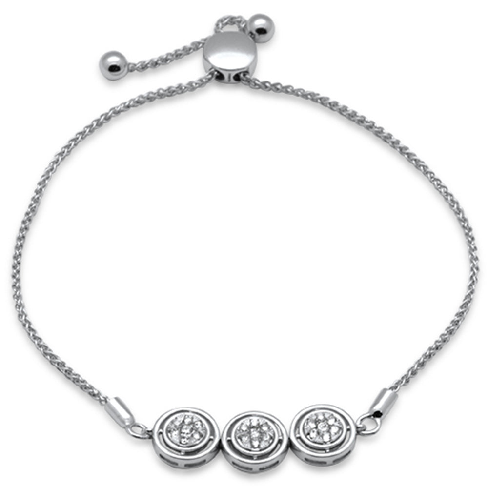 Muse Jewelry .25ct G SI 14K White Gold Diamond Round Shape Adjustable Bola Bracelet 7.25" Long Adjustable