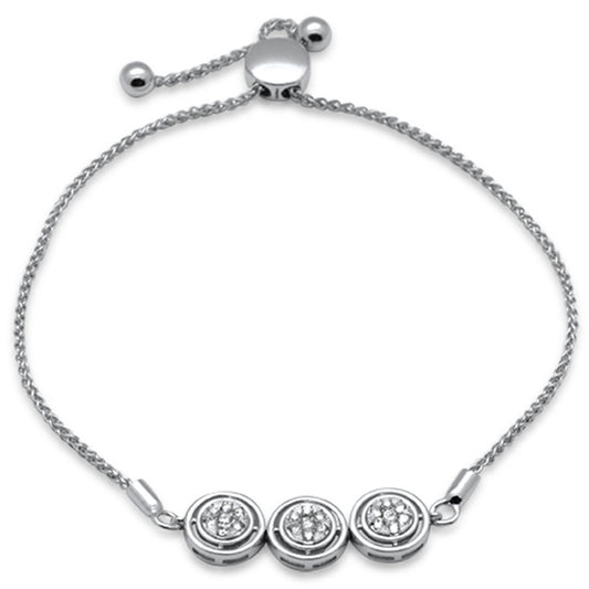 Muse Jewelry .25ct G SI 14K White Gold Diamond Round Shape Adjustable Bola Bracelet 7.25" Long Adjustable