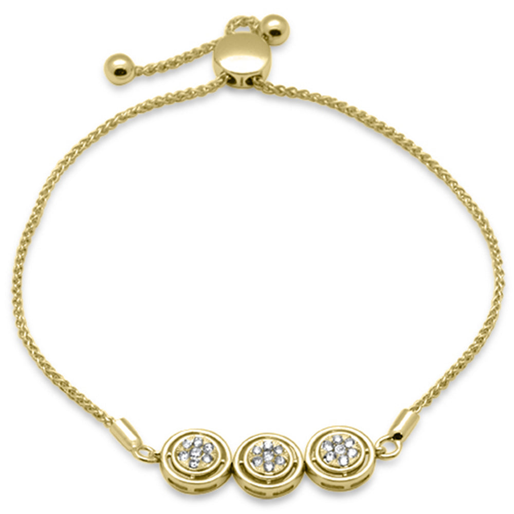 Muse Jewelry .25ct G SI 14K Yellow Gold Diamond Round Shape Adjustable Bola Bracelet 7.25" Long Adjustable