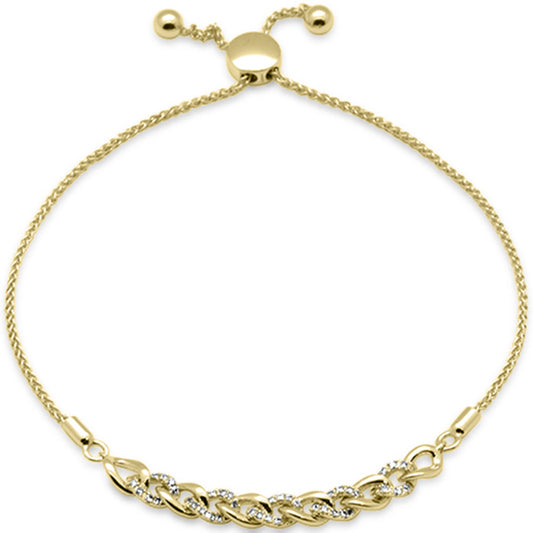 Muse Jewelry .16ct G SI 14K Yellow Gold Diamond Adjustable Bola Bracelet 7.25" Long Adjustable