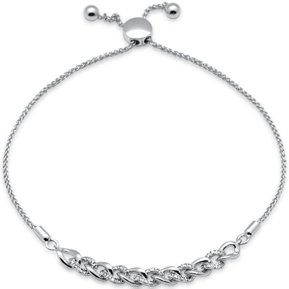 Muse Jewelry .16ct G SI 14K White Gold Diamond Adjustable Bola Bracelet 7.25" Long Adjustable