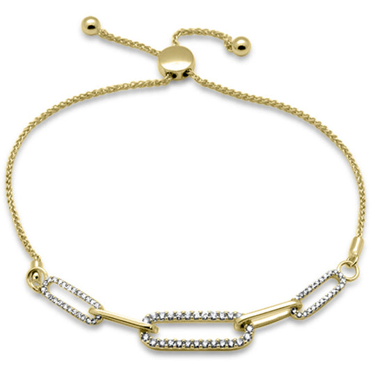 Muse Jewelry .49ct G SI 14K Yellow Gold Diamond Paperclip Style Adjustable Bola Bracelet 7.25" Long Adjustable