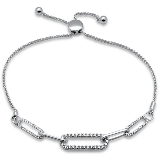 Muse Jewelry .50ct G SI 14K White Gold Diamond Paperclip Style Adjustable Bola Bracelet 7.25" Long Adjustable