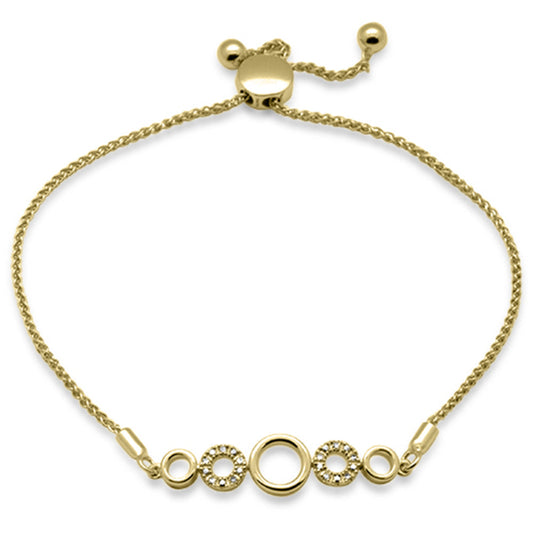 Muse Jewelry .05ct G SI 14K Yellow Gold Diamond Round Shape Adjustable Bola Bracelet 7" Long Adjustable