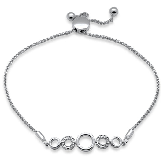 Muse Jewelry .05ct G SI 14K White Gold Diamond Round Shape Adjustable Bola Bracelet 7" Long Adjustable