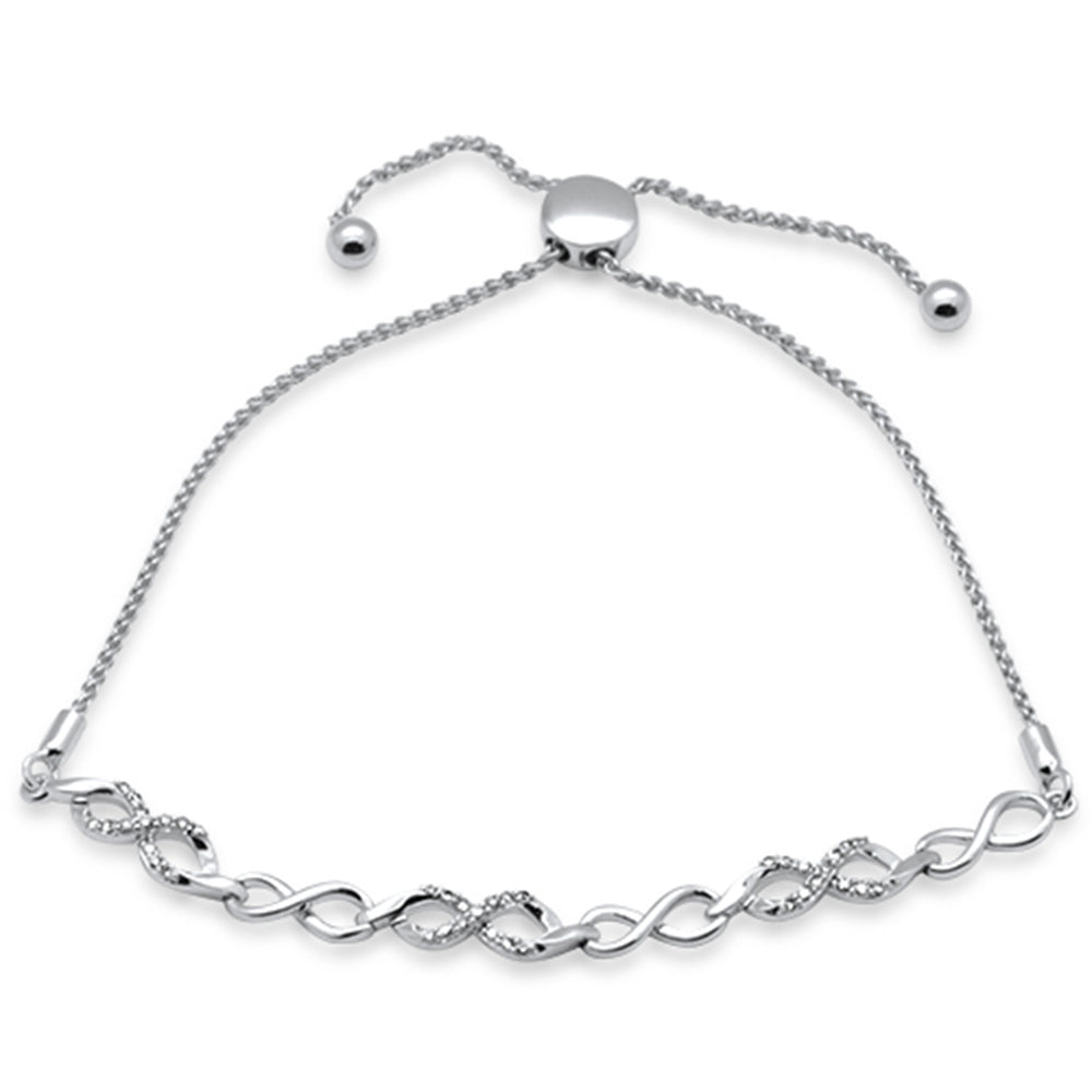 Muse Jewelry .19ct G SI 14K White Gold Diamond Infinity Adjustable Bola Bracelet 7.25" Long Adjustable