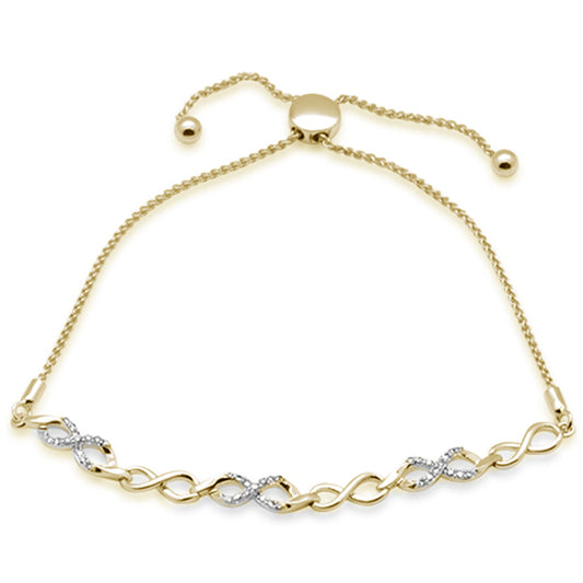 Muse Jewelry .19ct G SI 14K Yellow Gold Diamond Infinity Adjustable Bola Bracelet 7.25" Long Adjustable