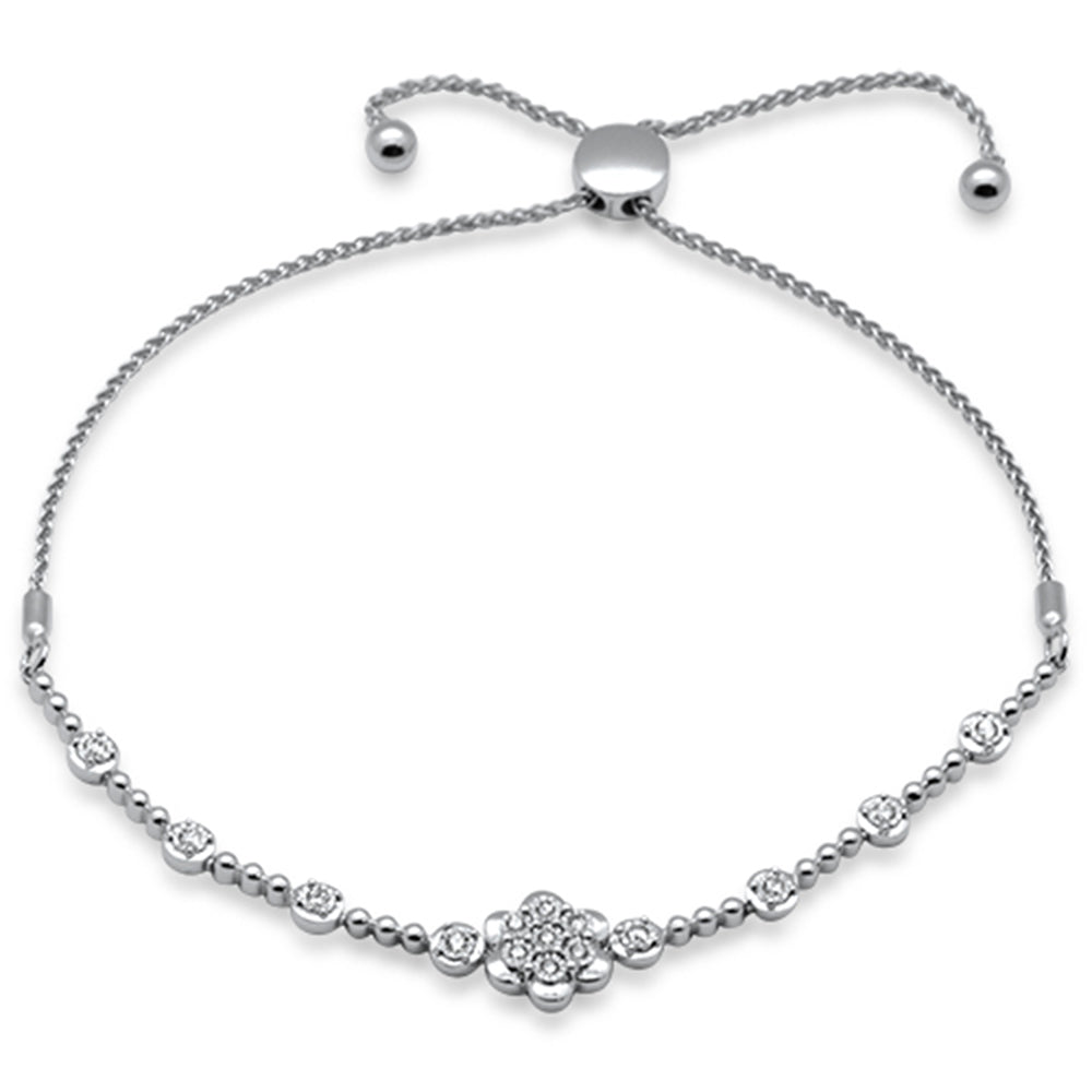 Muse Jewelry .20ct G SI 14K White Gold Diamond Adjustable Bola Bracelet 7.25" Long Adjustable