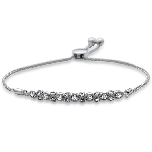 Muse Jewelry .48ct G SI 14K White Gold Diamond Adjustable Bola Bracelet 7" Long Adjustable
