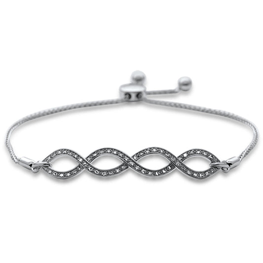 Muse Jewelry .13ct G SI 14K White Gold Diamond Infinty Adjustable Bola Bracelet 7.25" Long Adjustable