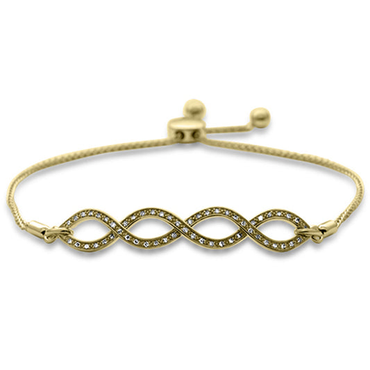 Muse Jewelry .13ct G SI 14K Yellow Gold Diamond Infinty Adjustable Bola Bracelet 7.25" Long Adjustable